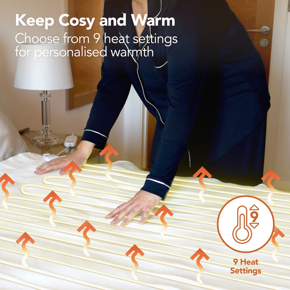 image 1 of Igenix Digital Heated Underblanket, 75W, Polyester, 1-9hr Timer, Machine Washable, White, Double Size