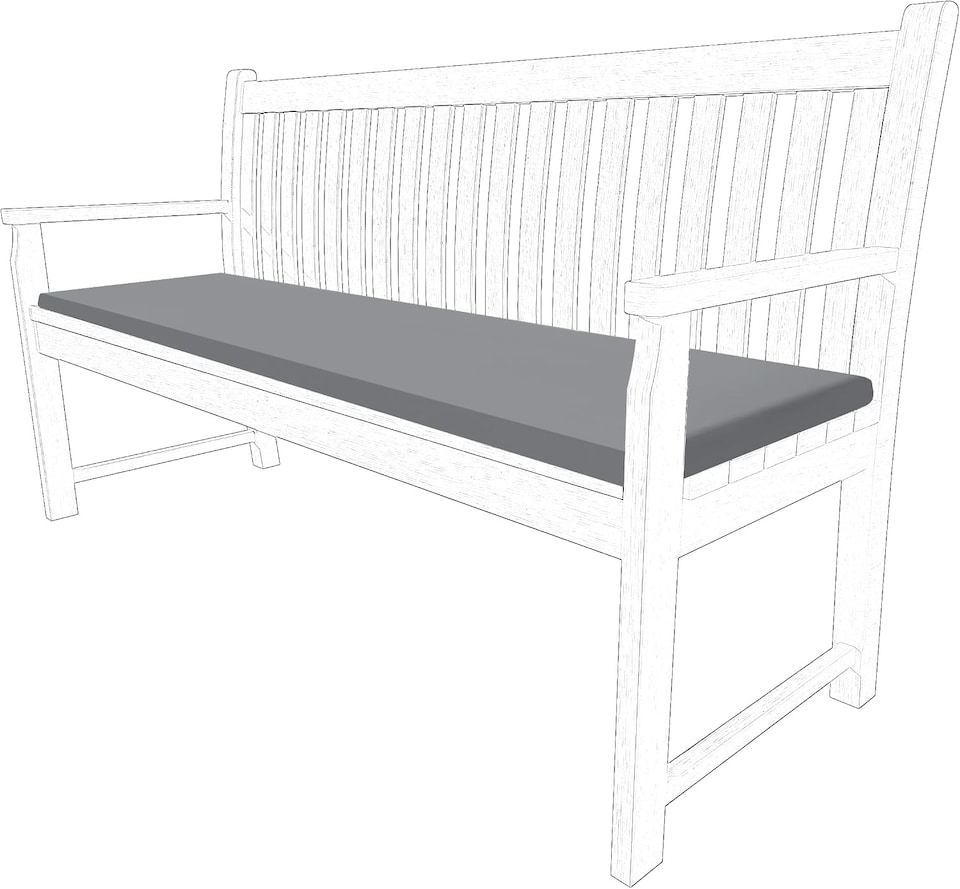 image 1 of Waterproof Garden Bench Cushion 3 Seater | Indoor & Outdoor Bench Seat Pad | Dark Grey