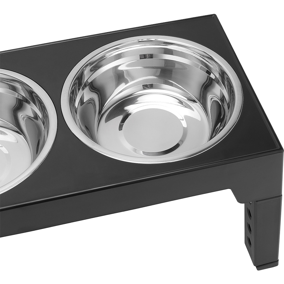 image 1 of Living and Home Adjustable Height Pet Bowl for Dogs & Cats – Ergonomic, Non-Slip Feeding Station | Black