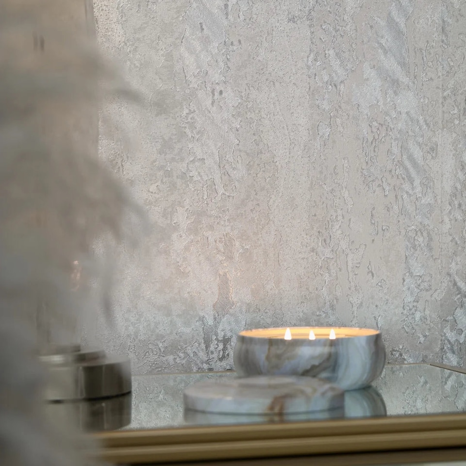 image 1 of Nova Metallic Wallpaper in Cool Grey and Silver | Grey | Cool Grey and Silver | 53cm x 10m