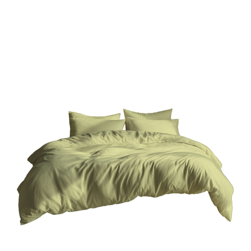 image 1 of Plain Dyed Easy Care Polycotton Duvet Cover And Pillowcase/s Set Bed Linen Yellow | Yellow | Lemon | Double