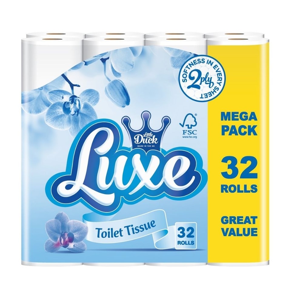 image 1 of Luxe Mega 32 Pack 2-Ply Toilet Tissue | White | 1 - White | Single Mega Pack | 1