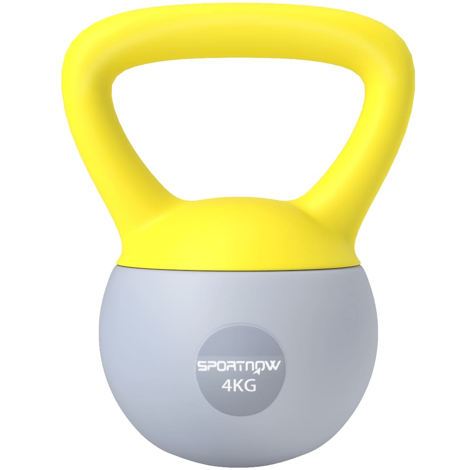 image 1 of SPORTNOW 8KG Kettlebell with Soft Body and Non-Slip Handle, Yellow and Grey | Yellow | Yellow and Grey
