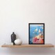 image 2 of Seagulls Seaside Birds By Beach Abstract Oil Pink Orange Black Framed Wall Art Print A4