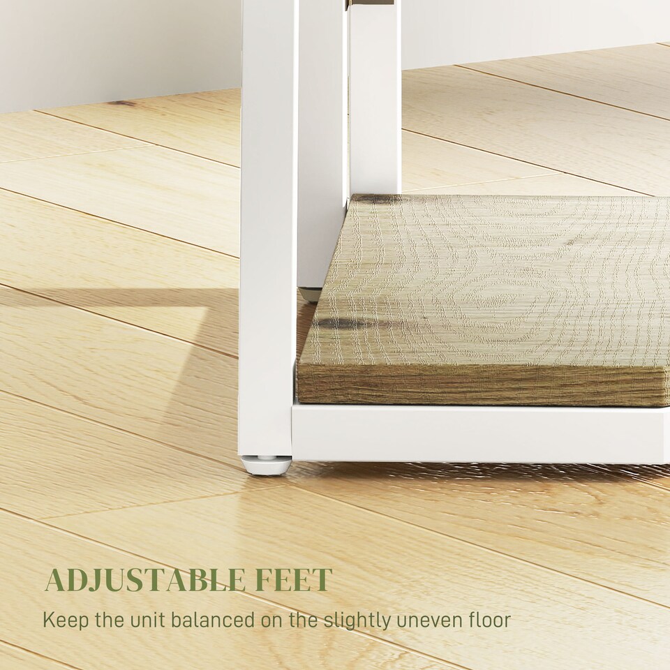 image 1 of HOMCOM 5-Tier Corner Shelf, Pentagonal Storage Shelves with Foldable Steel Frame and Adjustable Feet for Living Room, Study, Natural Wood Finish | Brown | Natural wood finish