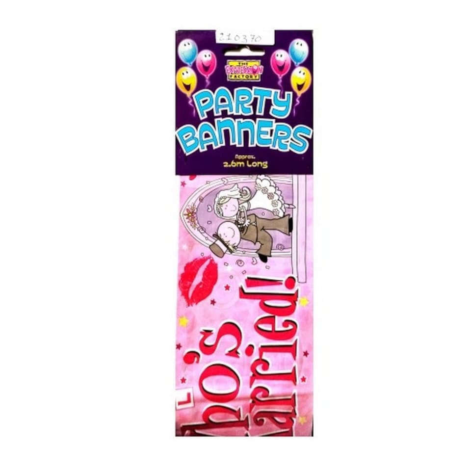 Expression Factory Married! Banner - Pink/Red - One Size