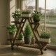 image 10 of 6 Tier Wooden Plant Stand With Lockable Wheels | Brown | One Size
