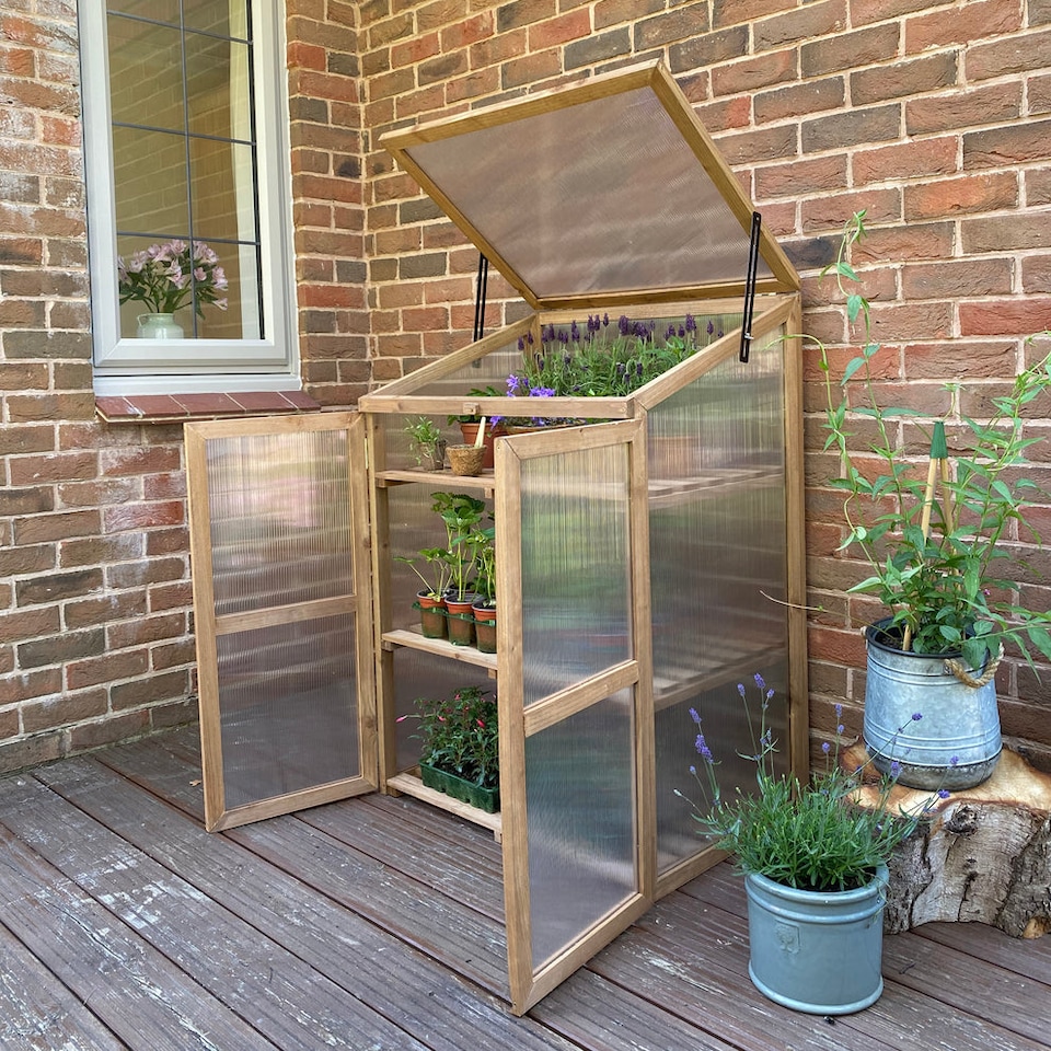 image 1 of Wooden Framed Polycarbonate Growhouse Mini Greenhouse