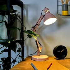 ValueLights Monda Painted Pink Table Lamp and E14 Golfball LED 4W Warm White 3000K Bulb