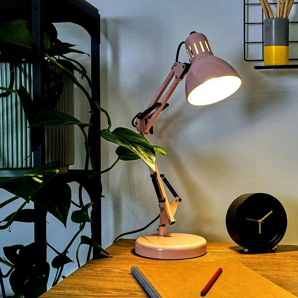 image 1 of ValueLights Monda Painted Pink Table Lamp and E14 Golfball LED 4W Warm White 3000K Bulb