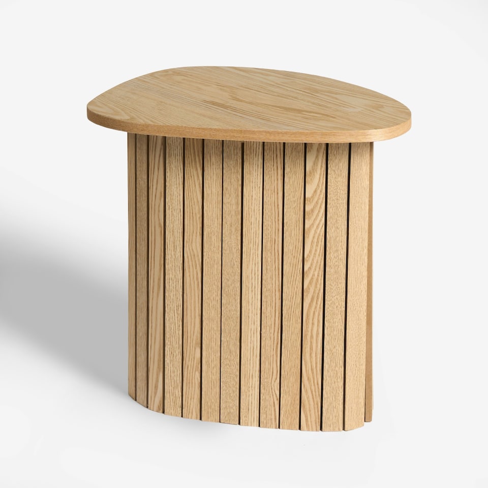 image 1 of OHS Ribbed Round Oval Home Living Room Modern Decor Coffee Side End Table Grey | Grey Marble