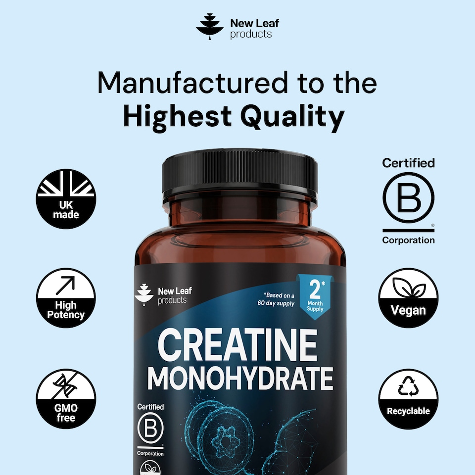 image 1 of Creatine Monohydrate Capsules 3000mg - Gym Workout Supplement