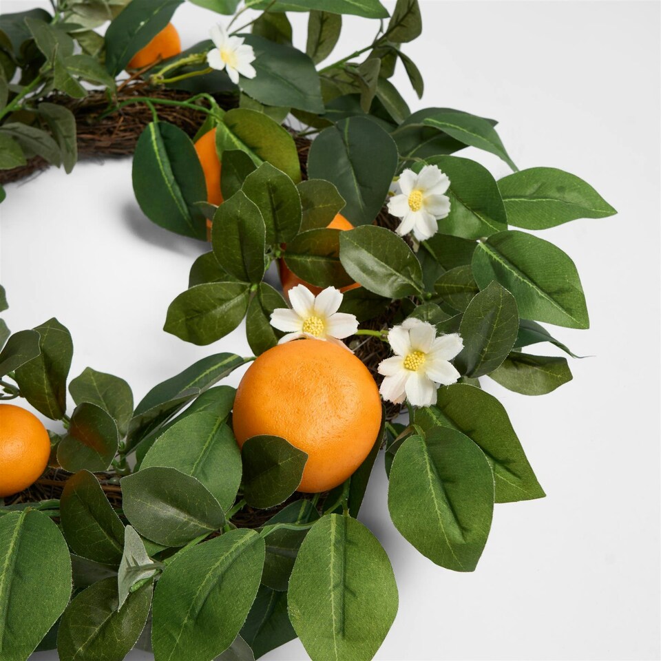 image 1 of OHS Natural Home Wall Table Decor Artificial Orange Wreath, 45cm - Orange
