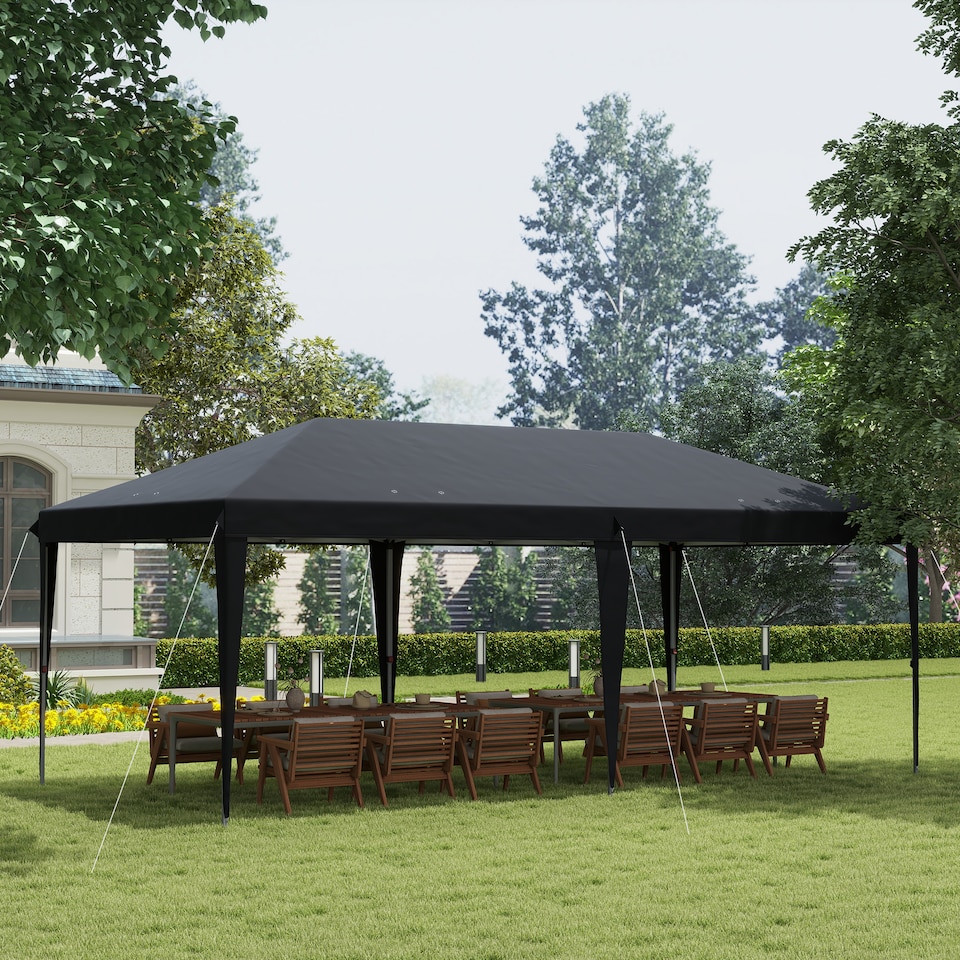 image 1 of Outsunny Pop Up Gazebo 3 x 6m, Foldable Canopy Tent, Height Adjustable Wedding Awning Canopy wCarrying Bag, Black