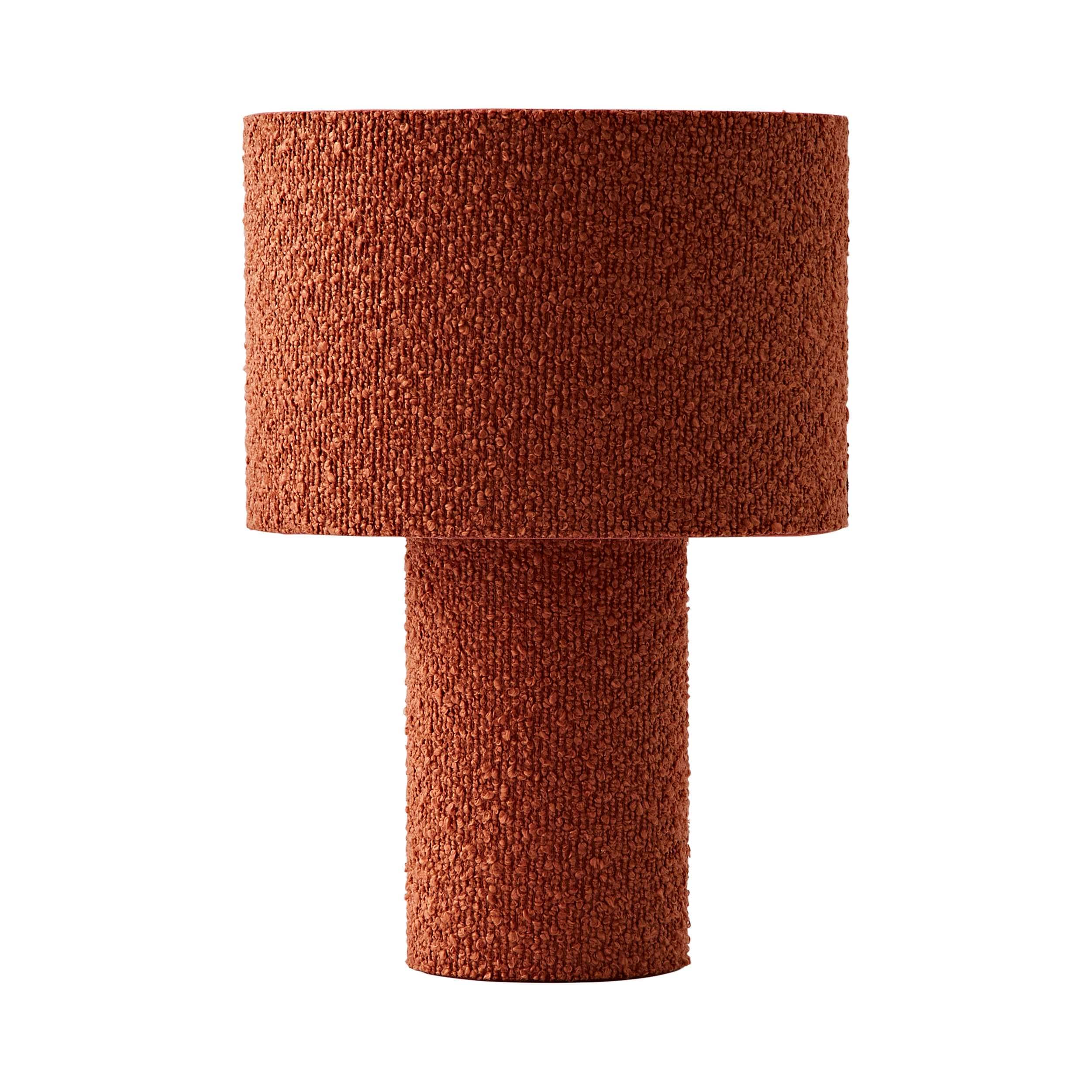ValueLights Ash Warm Rust Full Fabric Boucle Table Lamp with LED Bulb in Burnt Orange