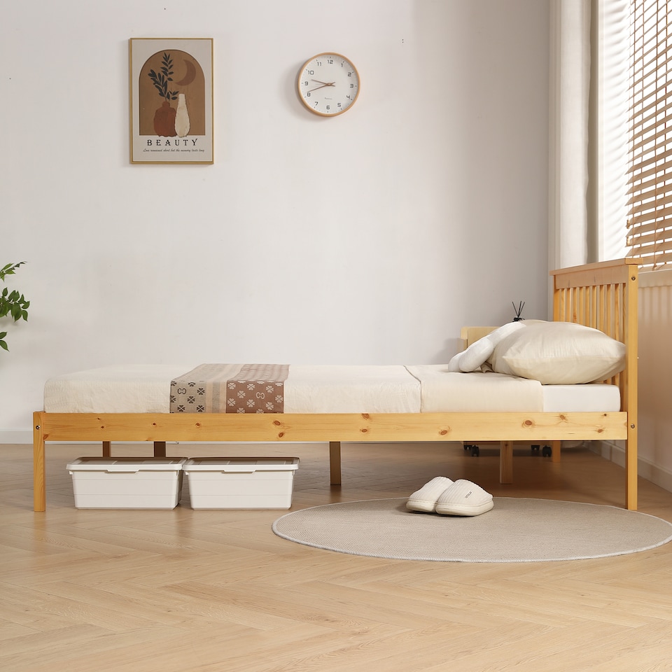 image 1 of 4ft6 Double Low Footend   Wooden Bed Frame In Pine