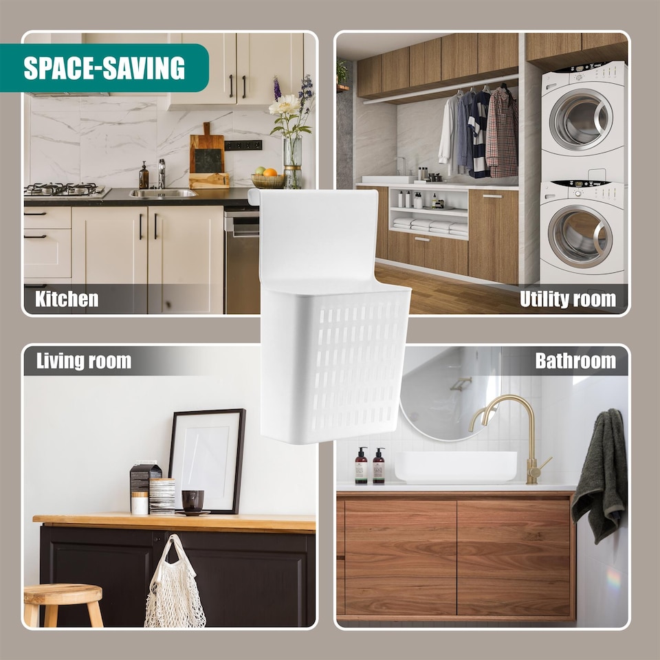 image 1 of GEEZY Over Door Hanging Storage Organizer Basket for Kitchen Bathroom Pantry Cupboard