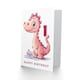 image 2 of 1st Cute Pink Baby Dinosaur Cartoon Kids Age 1 Year Old Child Birthday Card