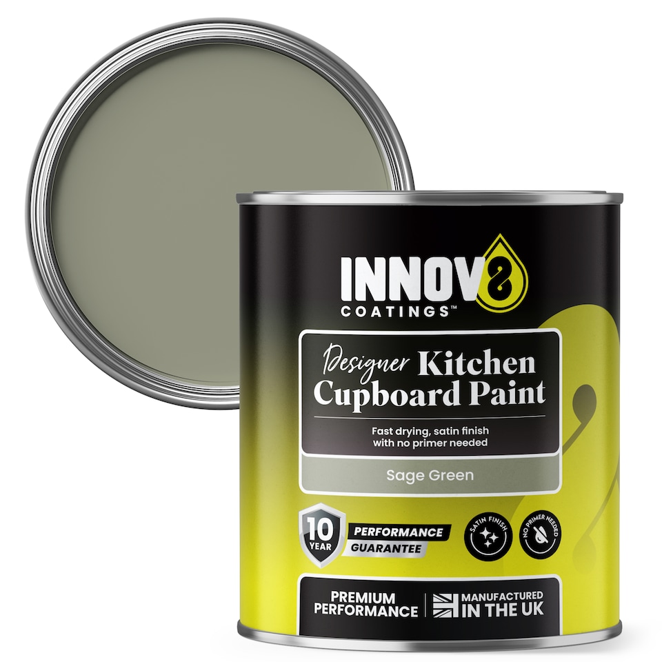 image 1 of Innov8 Coatings Designer Kitchen Cupboard Paint – 750 ml - Durable Satin Finish - Sage Green | Green | Sage Green | 750ml | 1