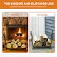 image 6 of Outsunny Metal Firewood Log Holder Indoor Outdoor Folding Firewood Rack Fireplace Wood Storage Shelf w Scrolls, RustResistant, Black, 48L x 34W x 37Hcm