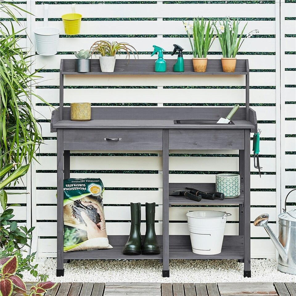 image 1 of Yaheetech Potting Bench Outdoor Garden Work Bench