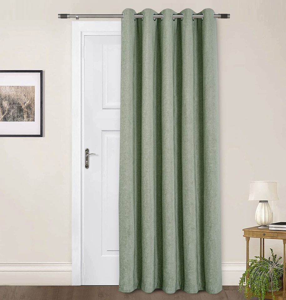 image 1 of Amberley - Thermal Interlined Chenille Curtains - Eyelet - 100% Polyester (Sage, Cushion Cover 18'' x 18'' (Single)) | Green | Green