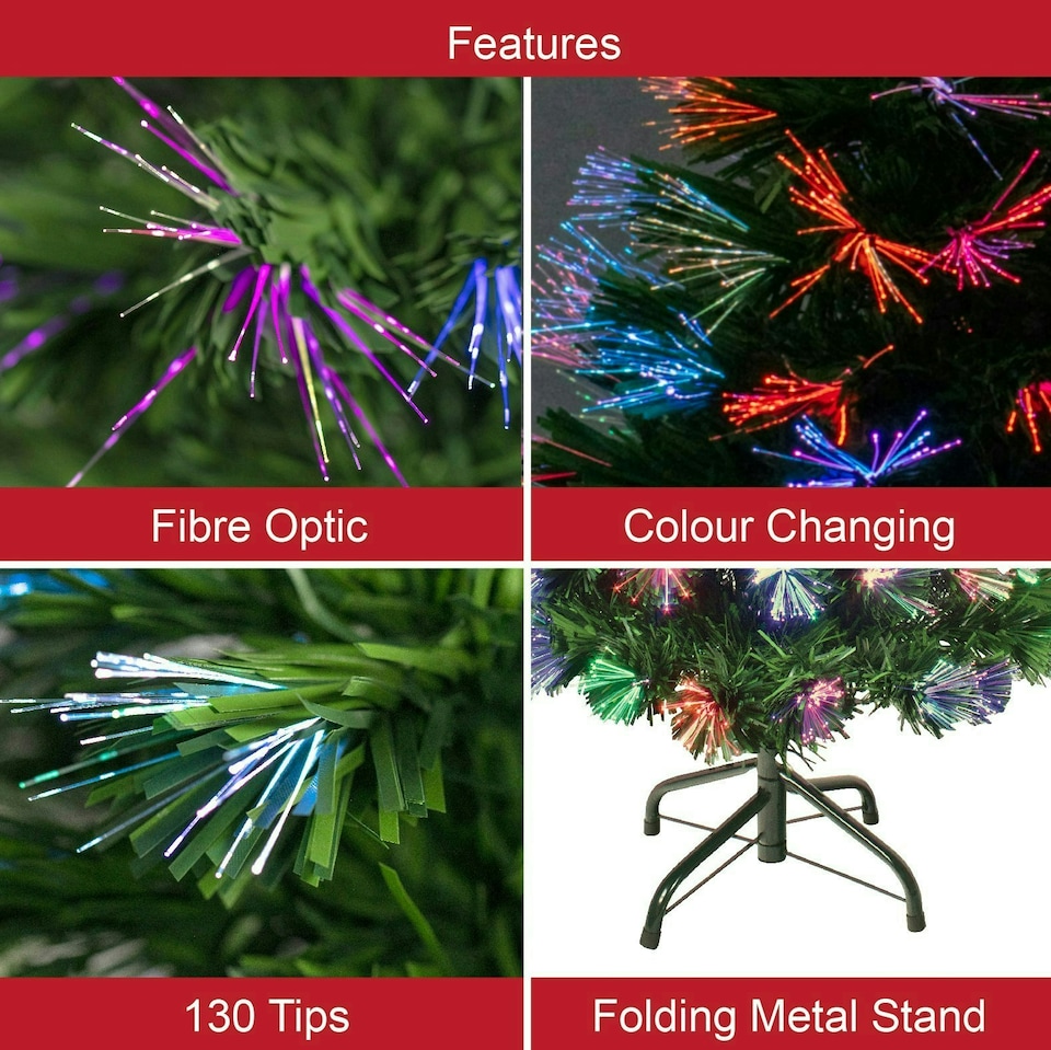 image 1 of 4ft Green Fibre Optic Christmas Tree | Multi | 4ft