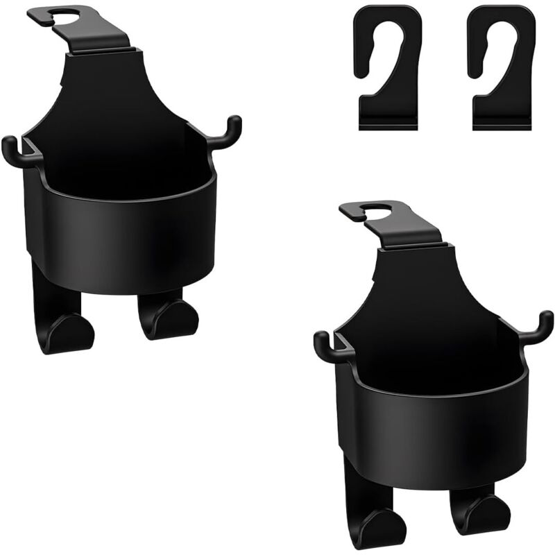 2 Pack Car Seat Headrest Hooks Cup Holder Phone Purse Handbag Tissue Umbrella Storage Organizer with 2 Hidden Hooks Universal for