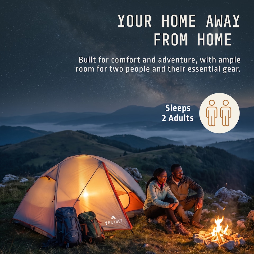 image 1 of Voyager 2 Man Dome Tent with Taped Seams and Breathable Mesh Inner
