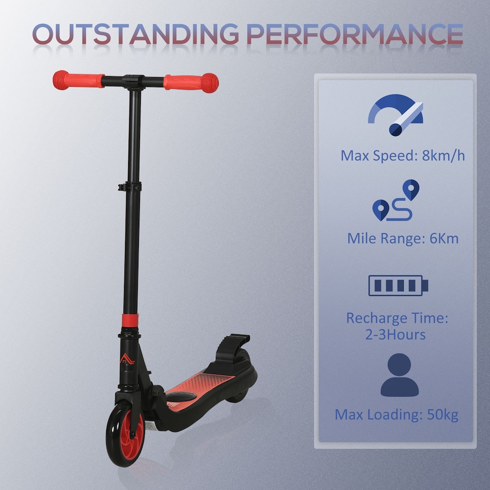 image 1 of HOMCOM Folding Electric Scooter with Rear Wheel Brake, Red