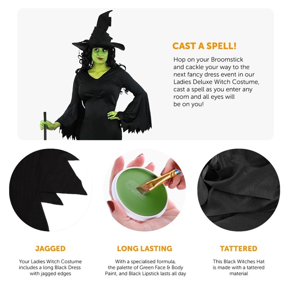 image 1 of Deluxe Witch Costume | Black | M