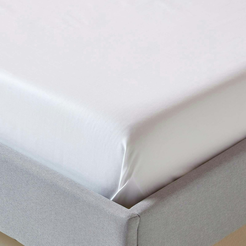 image 1 of Homescapes White Organic Cotton Flat Sheet 400 Thread count, Double White | Double