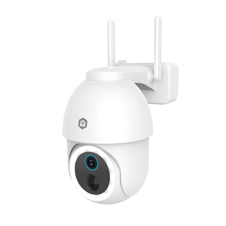 image 1 of Nedis Smart Outdoor Security Camera, 4K HD, Floodlight & Colour Night Vision, 355 Degree Pan & Tilt, Motion Detection, Auto-Tracking, AI Human Detection, 2-Way Audio - White