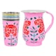 image 1 of BillyCan Hand-Painted Picnic Water Jug with 400ml Multicolour Cups - 1.7L - Raspberry Peony