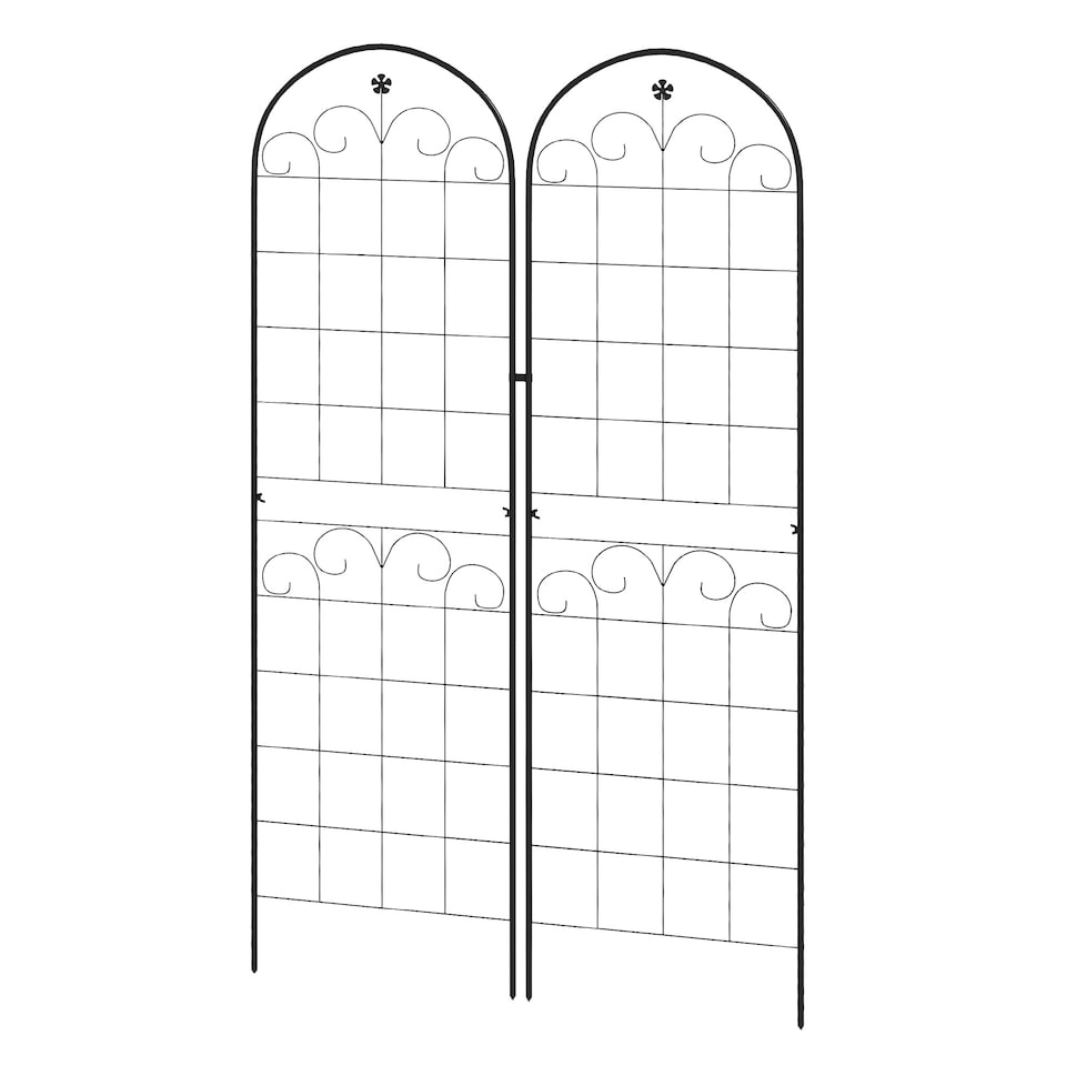 image 1 of Outsunny Set of 2 Metal Trellis for Climbing Plants, Floral Design, 50 x 180cm