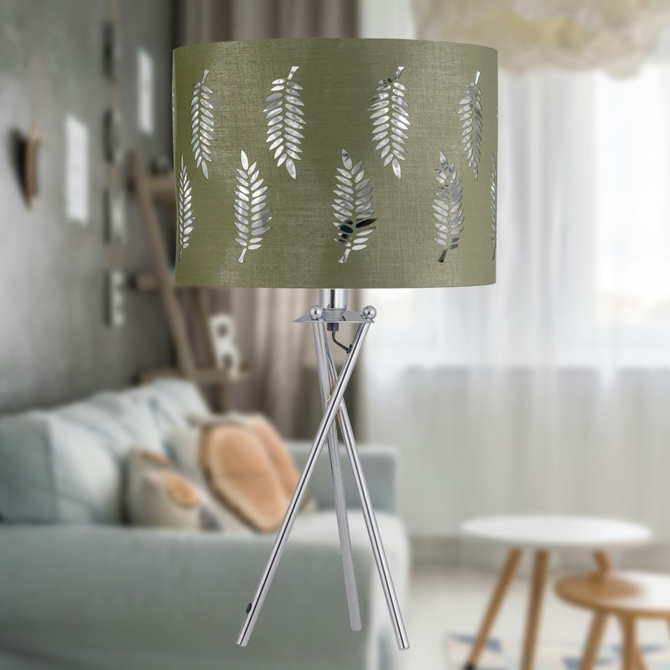 image 1 of Fern - Sage Green Cut Out 25cm Pendant Lightshade Green | Silver