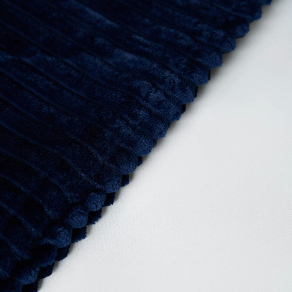 image 1 of BHS Luxury Ribbon Velvet Throw, Navy Blue | Navy