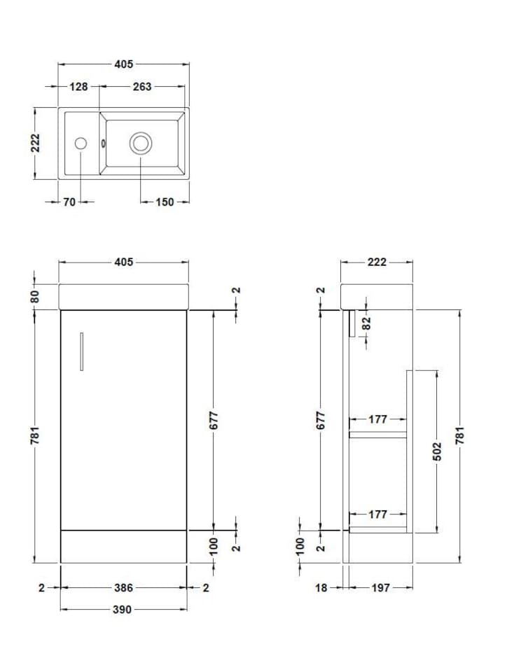 image 1 of Balterley Saint Cloakroom Set - Wall Hung Vanity Basin Unit, Toilet Pan, Cistern, Seat & Mini Basin Tap - Balterley | Black | Gloss Grey | 520.0000 x 405.0000 x 222.0000mm