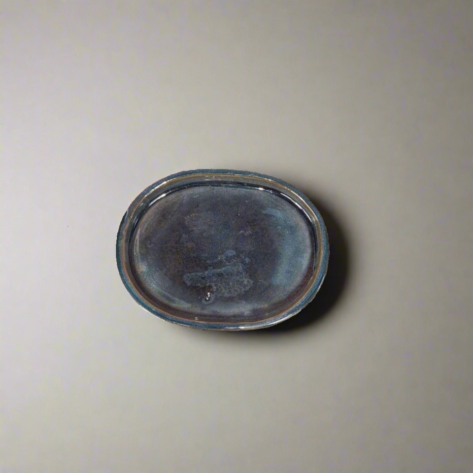 Yorkshire Bonsai 16cm Glazed Drip Tray Oval Blue