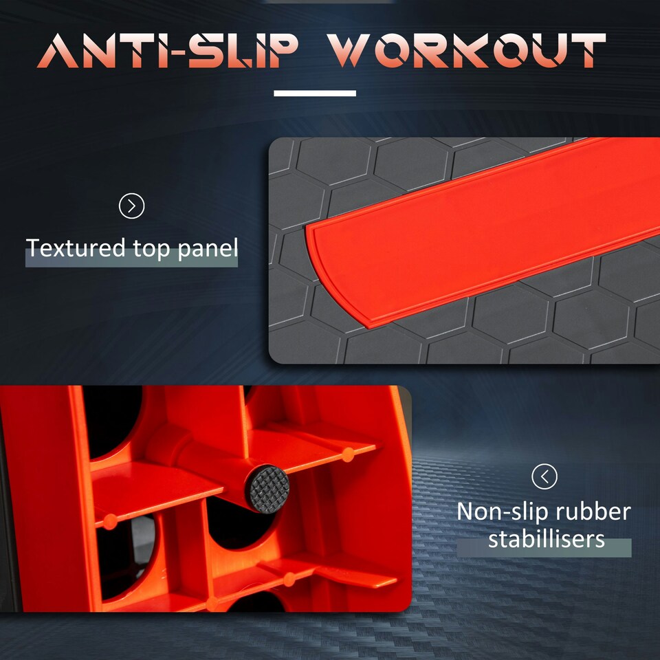 image 1 of HOMCOM Aerobic Step Three-Level Adjustable Exercise Stepper, Grey and Red