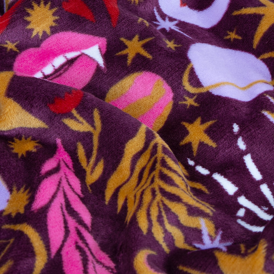 image 1 of Furn Enchanted Printed Fleece Throw | Pink | Pink | 1