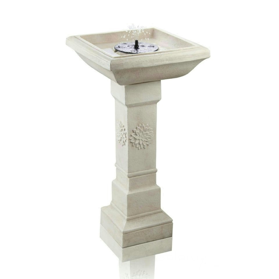 image 1 of Primrose Budding Dahlia Solar Bird Bath Water Feature with Lights