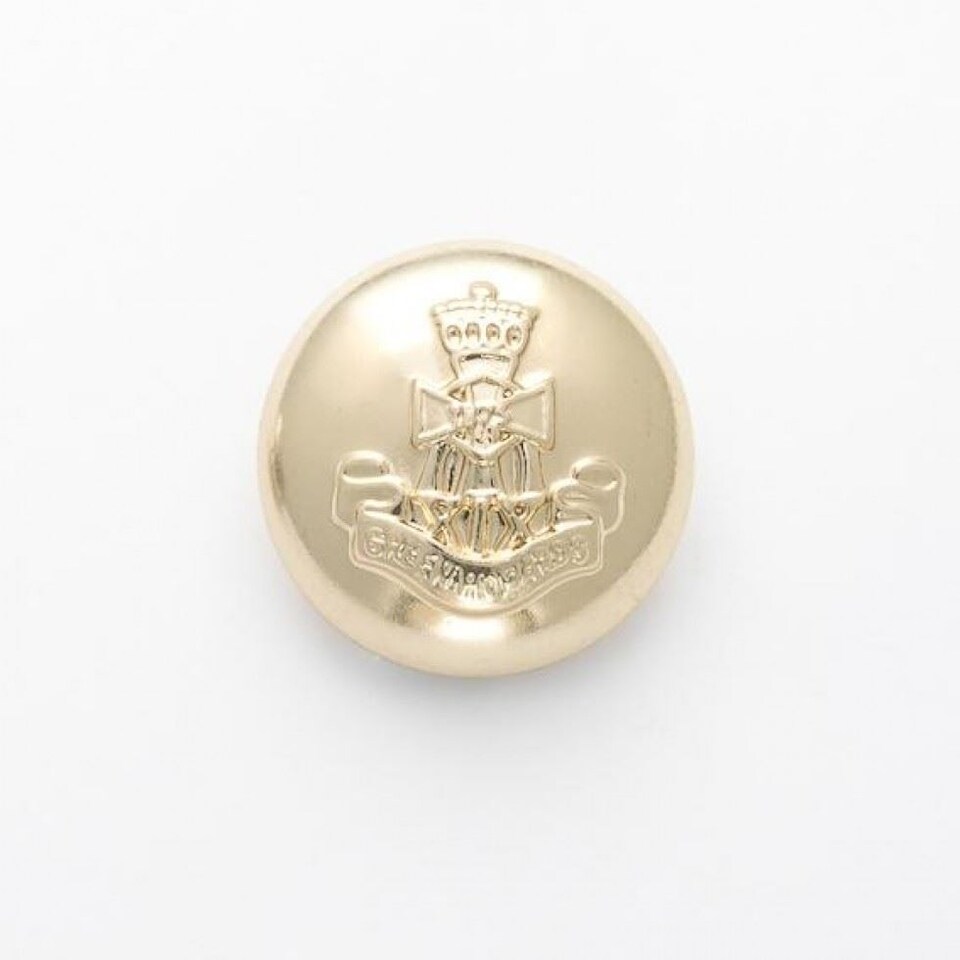 Minerva Gold Round Green Howards Military Buttons for Dressmaking - 21mm - per value pack of 50