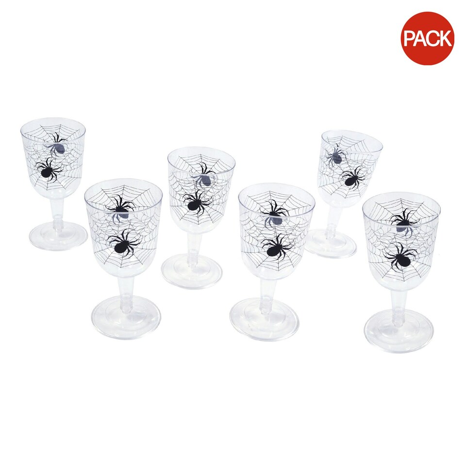 Bristol Novelty Spiderweb Goblets (Pack Of 6) - Clear/Black - One Size