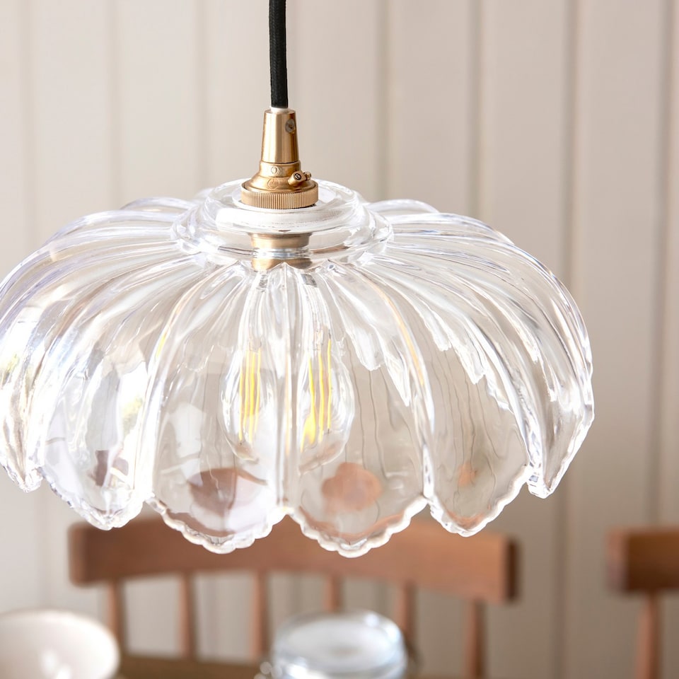 image 1 of Camellia Dome Pendant Ceiling Light Clear Glass E27 or B22