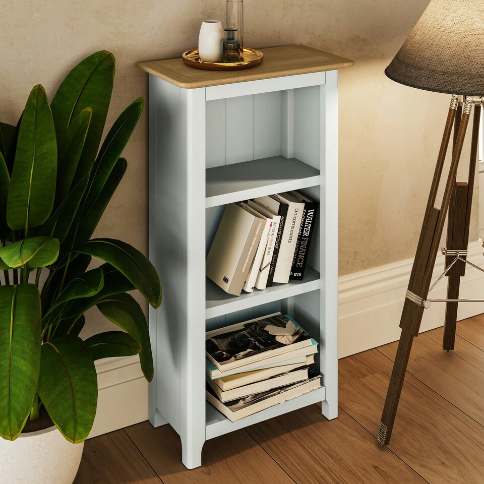 image 1 of Taberno Oak 3 Tier Bookcase Linen White White