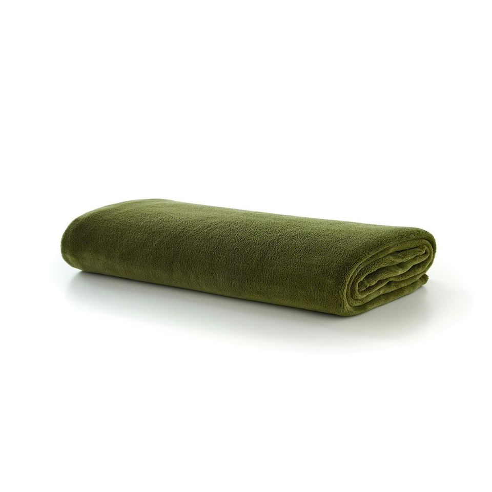 image 1 of Snuggle Touch 140 x 180cm Soft Blanket - Solid Colour Plain Throws | Green | Khaki | 1