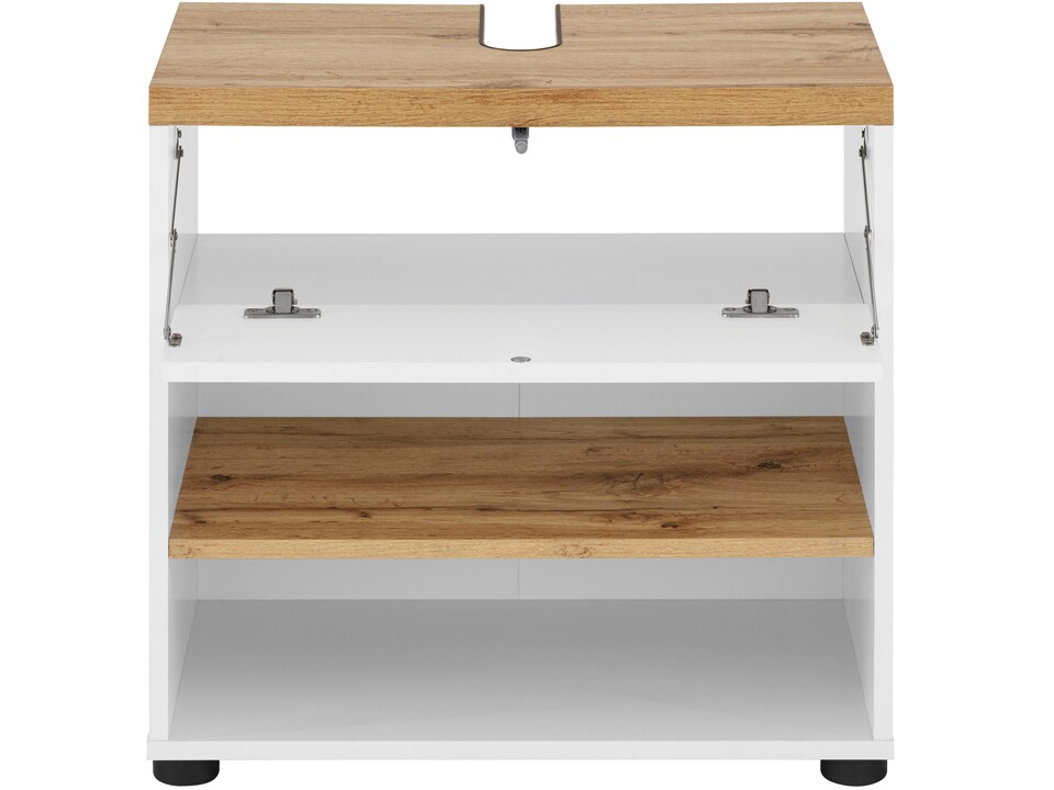 image 1 of Thessa Sink Cabinet 60cm with 1Flap White Oak Look | White | White/Oak