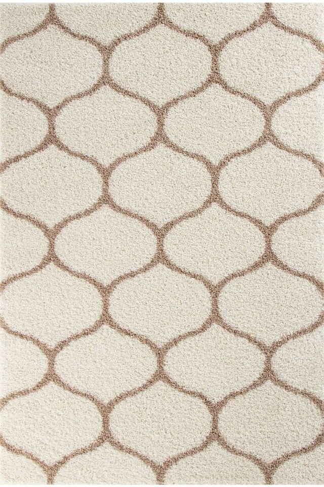 image 1 of The Rugs Moroccan Collection Soft High Pile Shaggy Trellis Floor Rugs and Runners Living Room