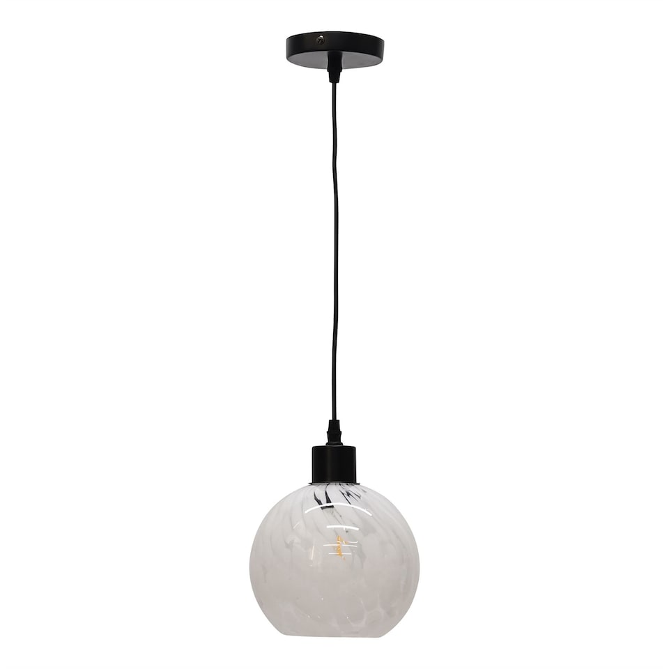 image 1 of Confetti - Glass Globe with Black Pendant Fitting